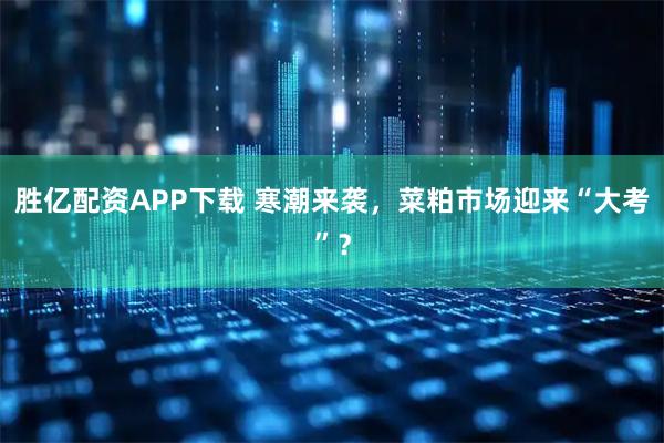 胜亿配资APP下载 寒潮来袭，菜粕市场迎来“大考”？