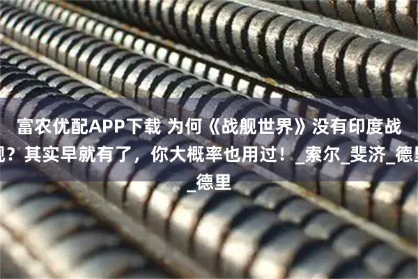 富农优配APP下载 为何《战舰世界》没有印度战舰？其实早就有了，你大概率也用过！_索尔_斐济_德里