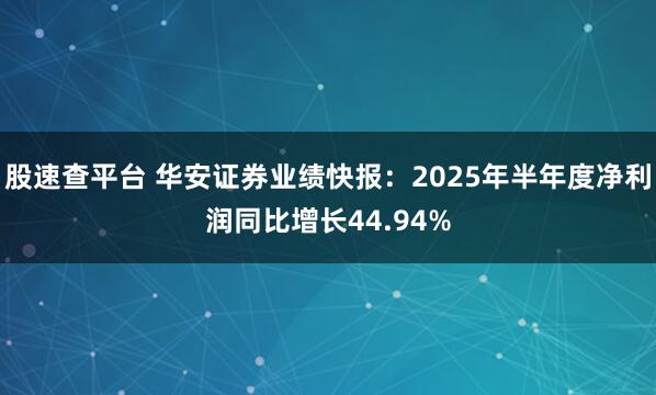 股速查平台 华安证券业绩快报：2025年半年度净利润同比增长44.94%