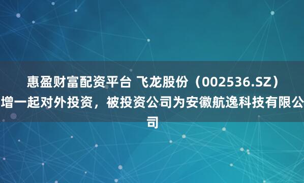惠盈财富配资平台 飞龙股份（002536.SZ）新增一起对外投资，被投资公司为安徽航逸科技有限公司